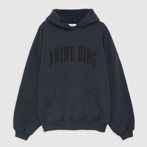 Anine Bing Dark Washed Black Harvey Sweatshirt Hoodie